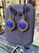 Greek Circle Rope Earrings in sterling silver with Lapis Lazuli (GT-12)