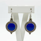 Greek Circle Rope Earrings in sterling silver with Lapis Lazuli (GT-12)