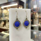 Greek Circle Rope Earrings in sterling silver with Lapis Lazuli