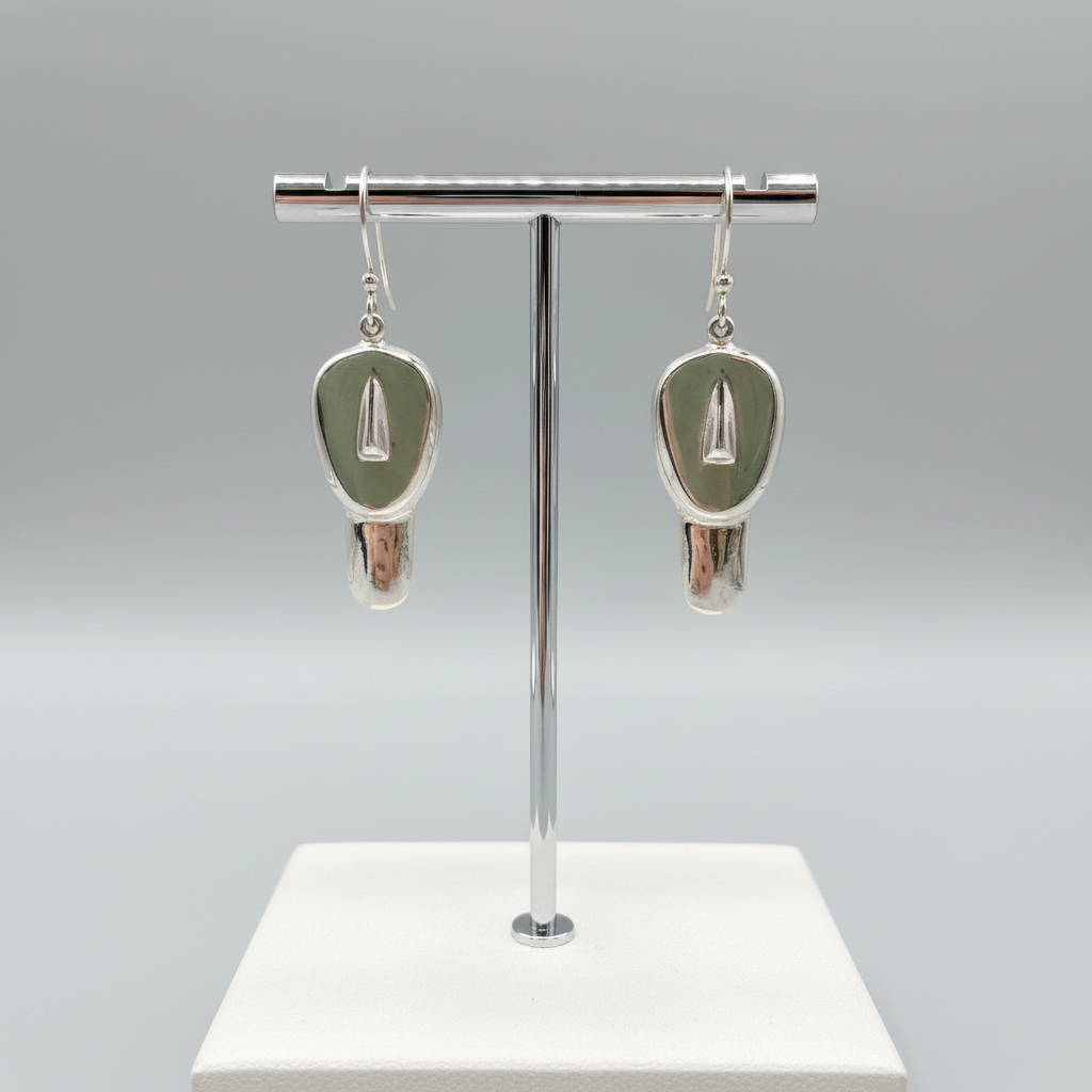 Greek Cycladic Earrings, sterling silver earrings, Greek Jewelry, handmade earrings, Head of a figurine type Plastira Earrings (AG-10)