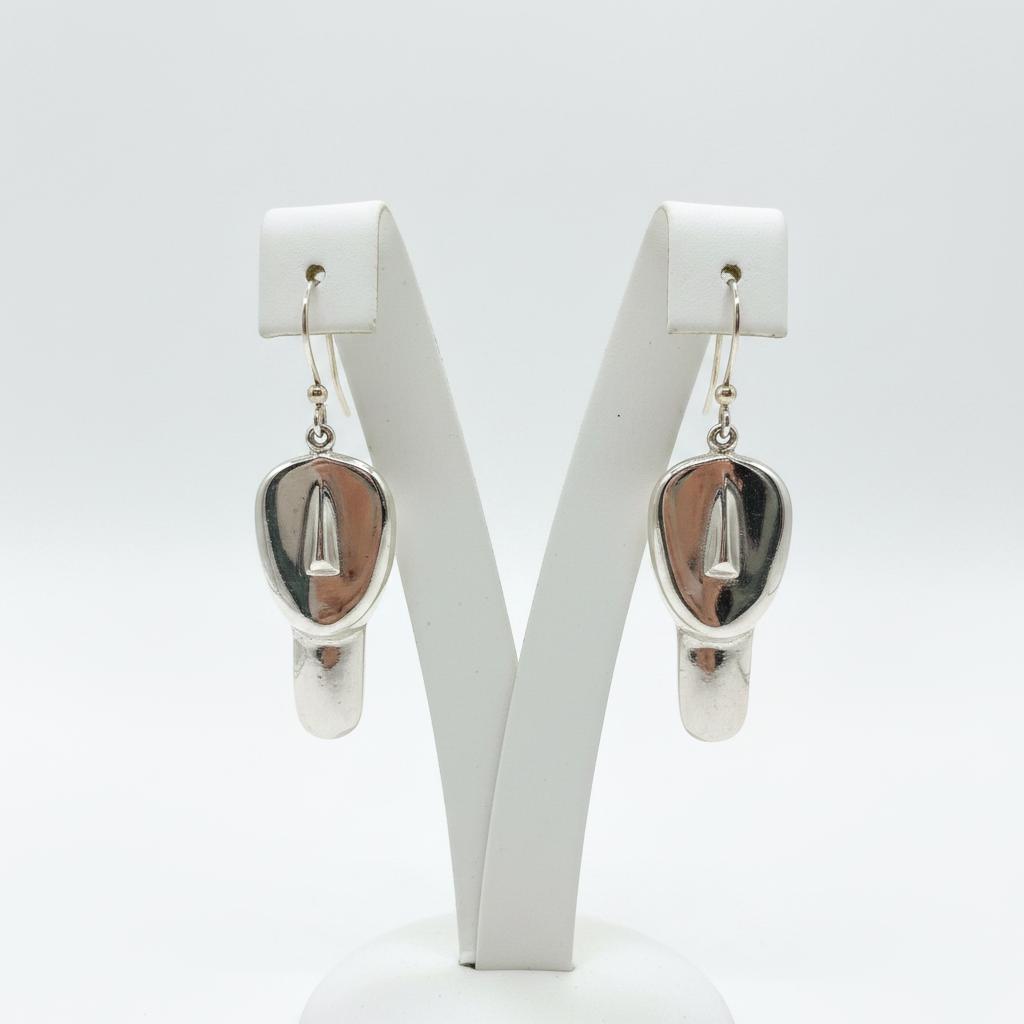 Greek Cycladic Earrings, sterling silver earrings, Greek Jewelry, handmade earrings, Head of a figurine type Plastira Earrings (AG-10)