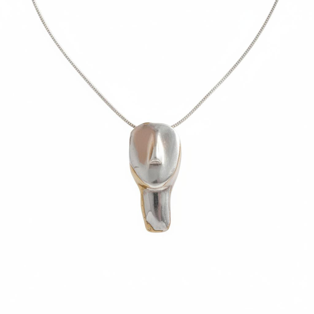 Greek Cycladic pendant, sterling silver pendant, Greek Jewelry, handmade pendant, Head of a figurine type Plastira Pendant(PE-34)