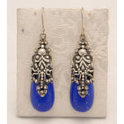 Greek Drop Earrings in sterling silver with Lapis Lazuli (GT-05)