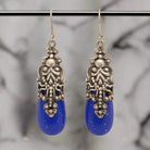Greek Drop Earrings in sterling silver with Lapis Lazuli (GT-05)