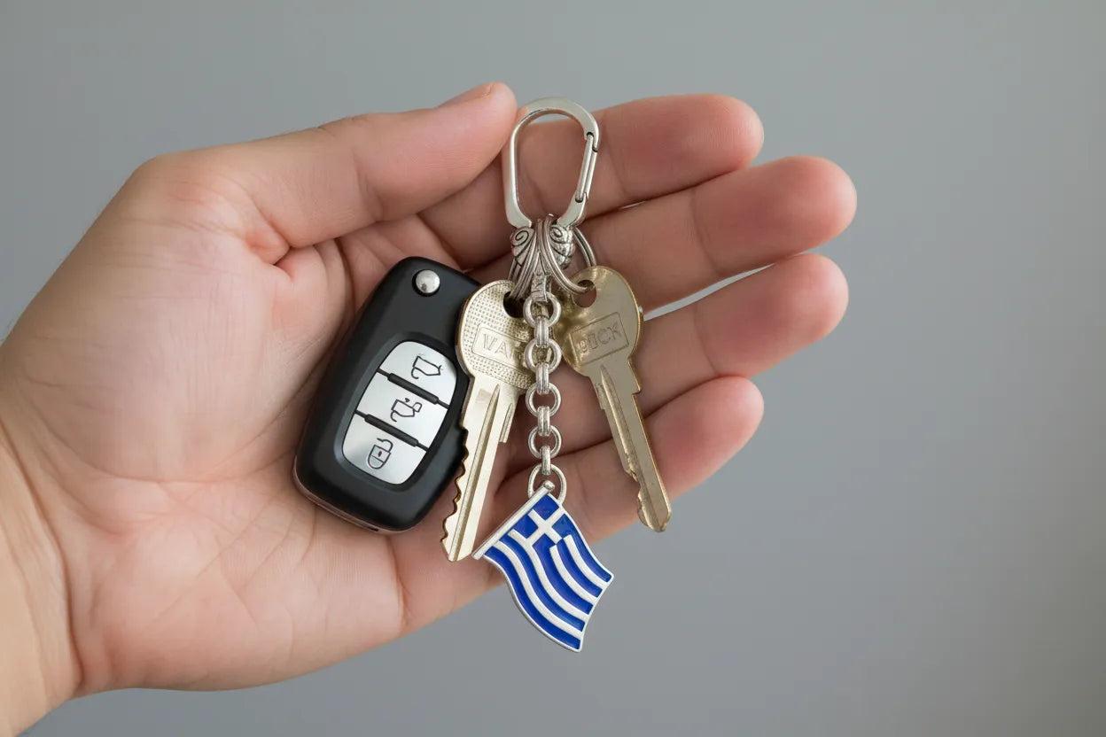 Greek Flag Key ring in sterling silver (MP-20)