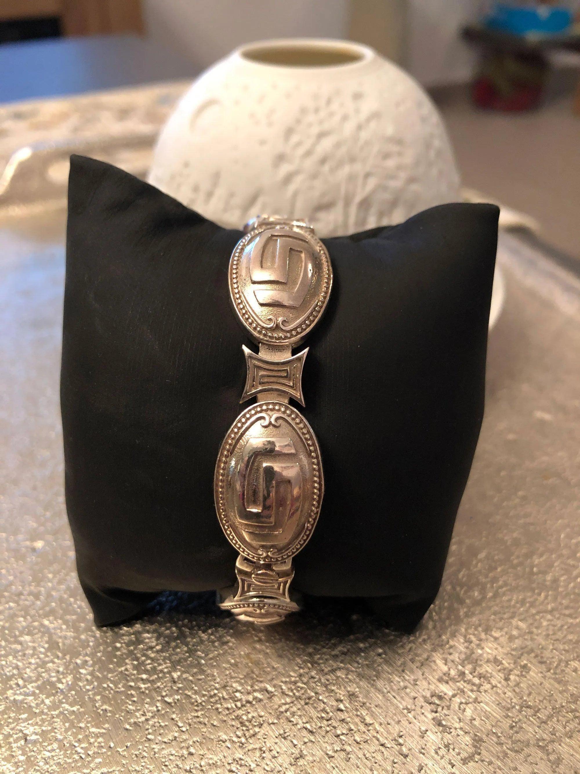 Greek Key Meander Bracelet in Sterling Silver (B-54)