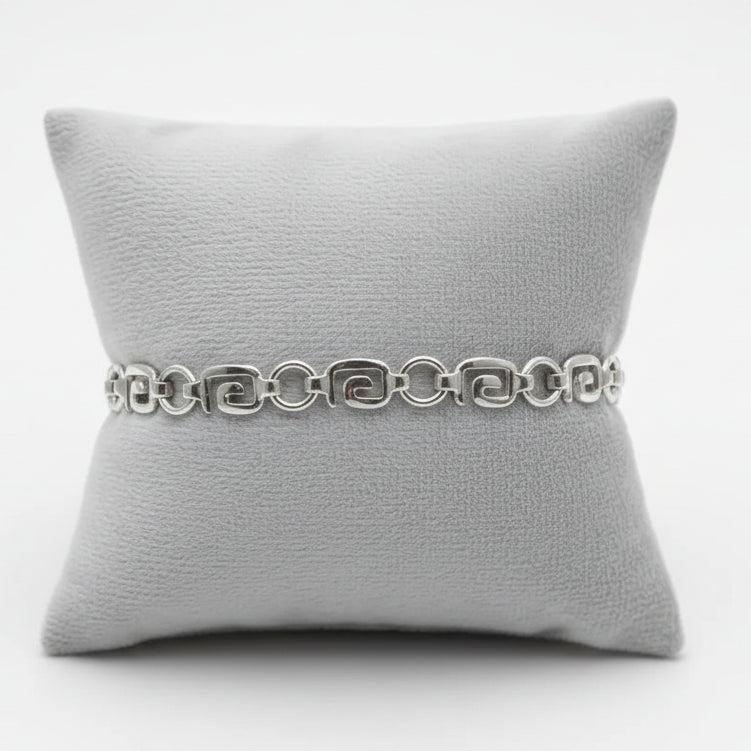 Greek Key Meander Bracelet in Sterling Silver (B-56)
