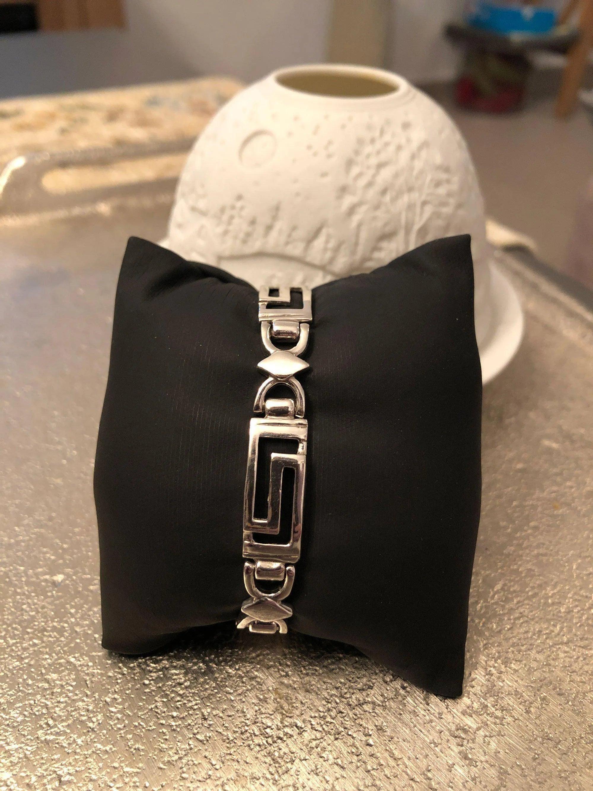 Greek Key Meander Bracelet in Sterling Silver (B-59)