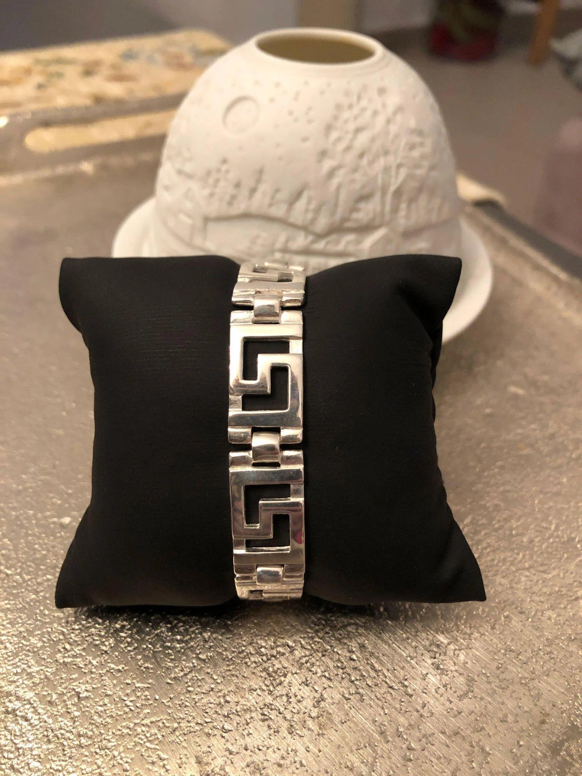 Greek Key Meander Bracelet in Sterling Silver (B-61)