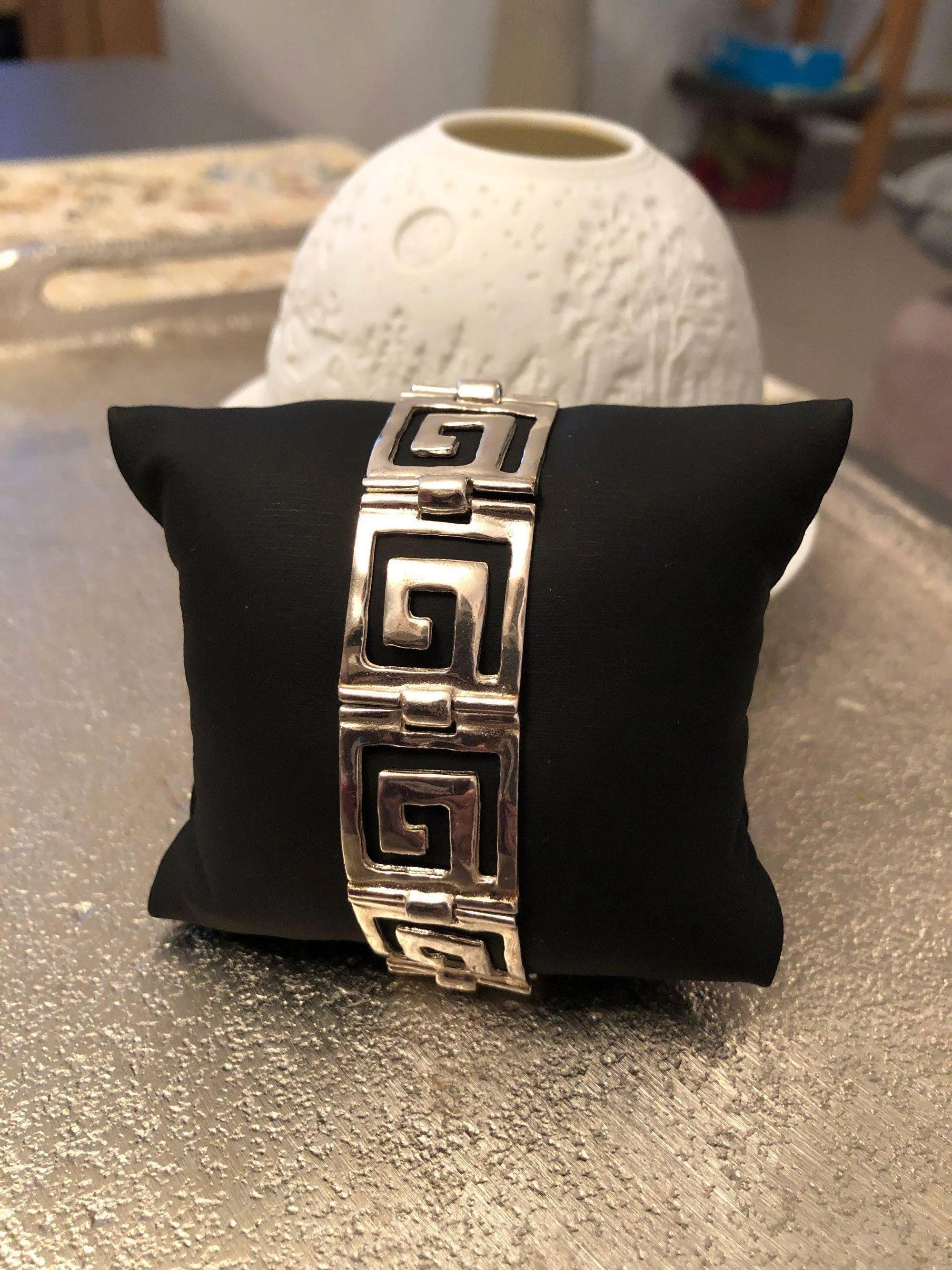 Greek Key Meander Bracelet in Sterling Silver (B-97)