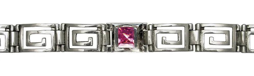 Greek Key Meander Bracelet in Sterling Silver with zircon (B-74)