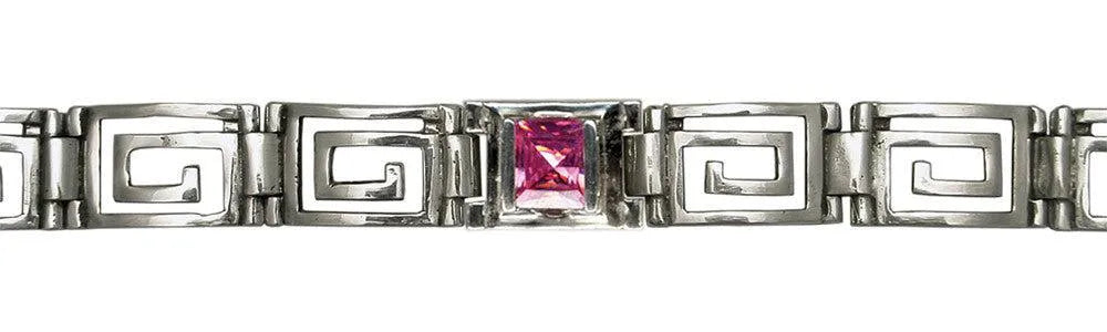Greek Key Meander Bracelet in Sterling Silver with zircon (B-74) - ELEFTHERIOU EL