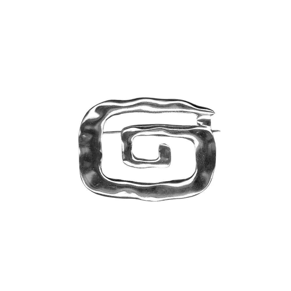 Greek Key Meander Brooch in Sterling Silver (K-62)