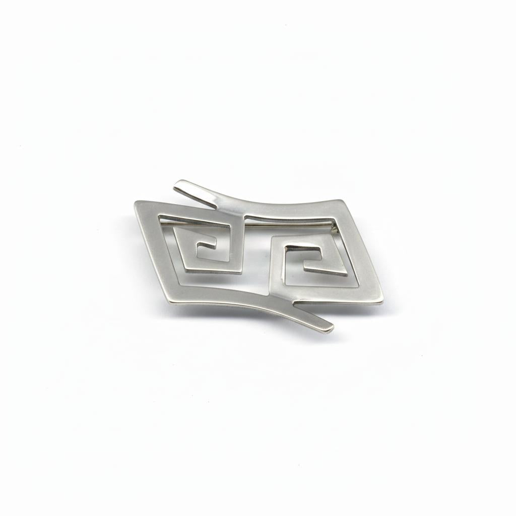 Greek Key Meander Brooch in Sterling Silver (K-63)