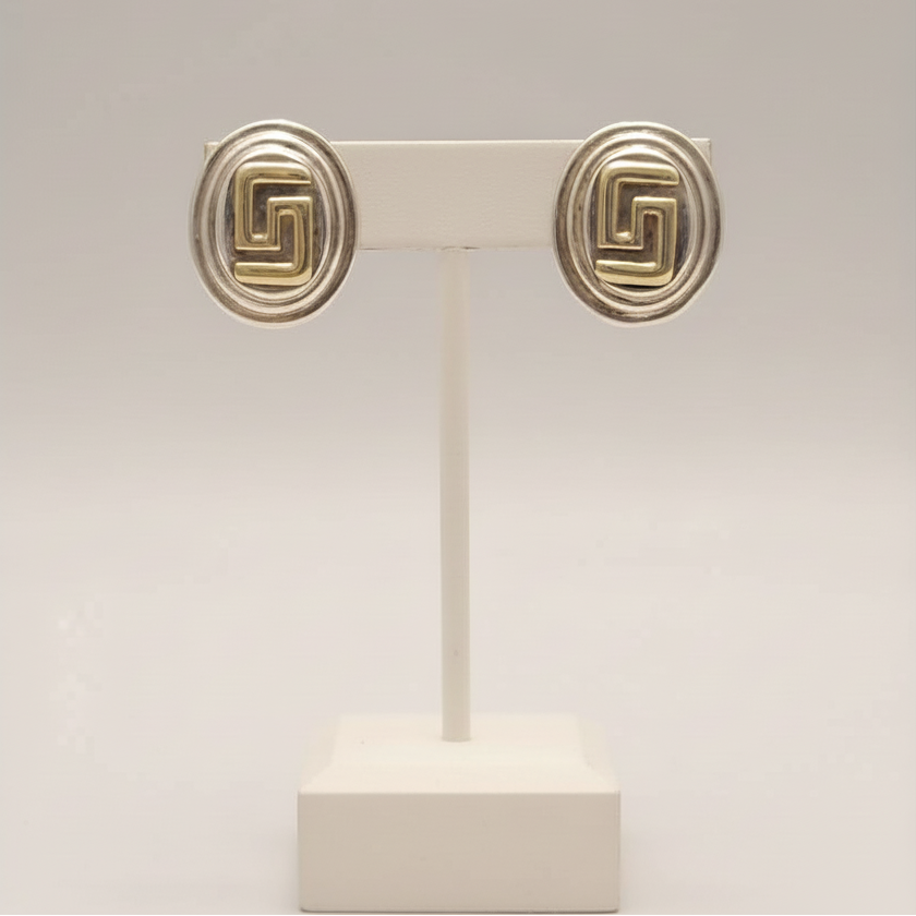 Greek Key Meander Earrings in sterling Silver (AG-03)