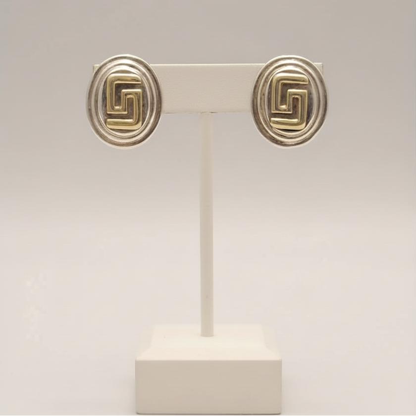 Greek Key Meander Earrings in sterling Silver (AG-03)