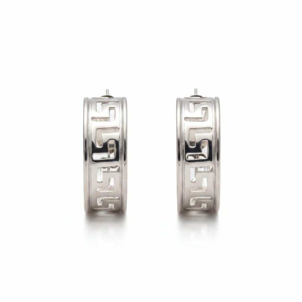 Greek Key Meander Earrings in sterling Silver (AG-06)