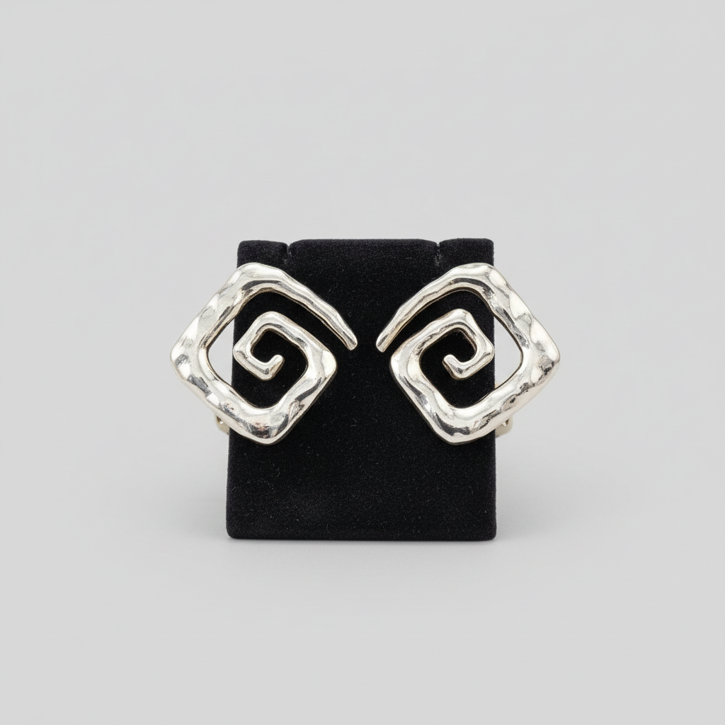 Greek Key Meander Earrings in sterling Silver (AG-14)