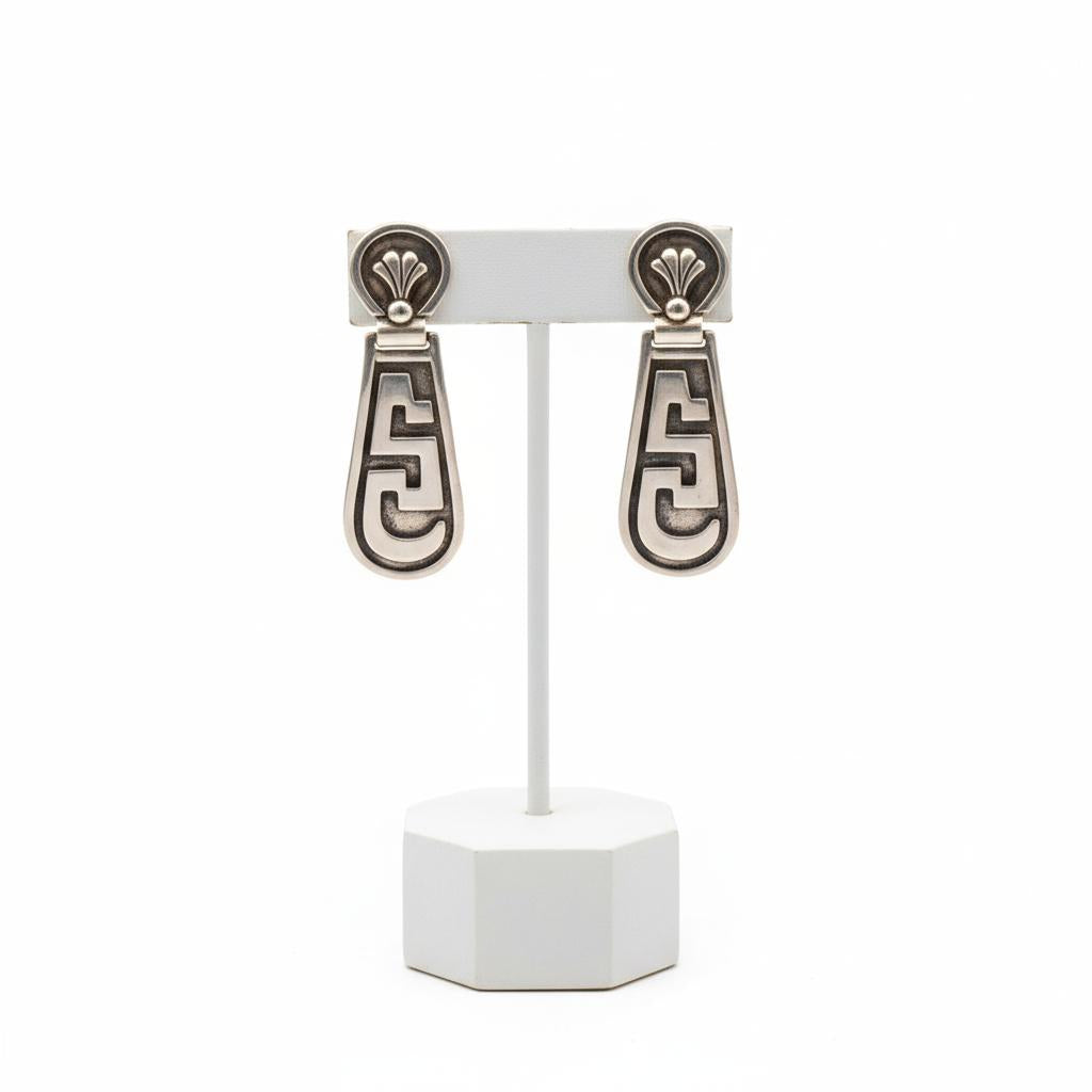 Greek Key Meander Earrings in sterling Silver (AG-15)
