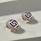 Greek Key Meander Earrings in sterling Silver with Lapis Lazuli (AG-05)