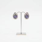 Greek Key Meander Earrings in sterling Silver with Lapis Lazuli (AG-05)
