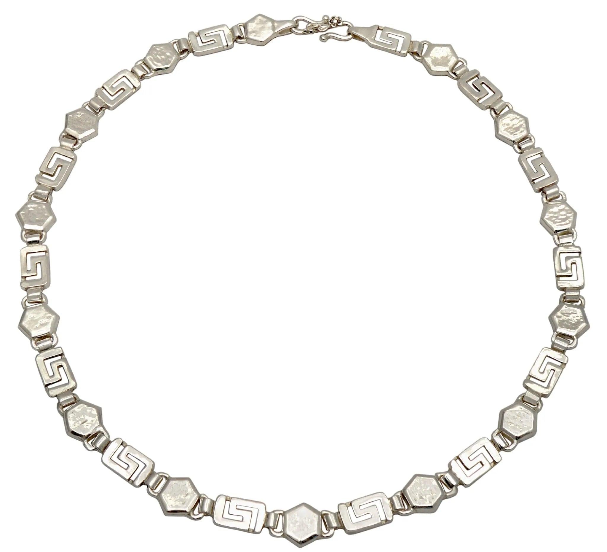 Greek Key Meander Necklace in Sterling Silver (PE-06