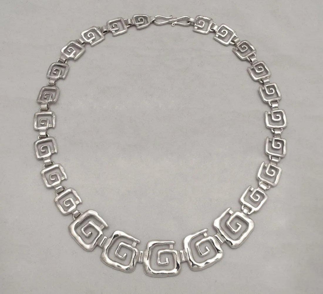 Greek Key Meander Necklace in Sterling Silver (PE-11)