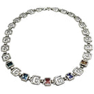 Greek Key Meander Necklace in Sterling Silver with zircon (PE-02)