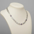 Greek Key Meander Necklace in Sterling Silver with zircon (PE-02)