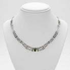 Greek Key Meander Necklace in Sterling Silver with zircon (PE-20)