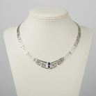 Greek Key Meander Necklace in Sterling Silver with zircon (PE-21)