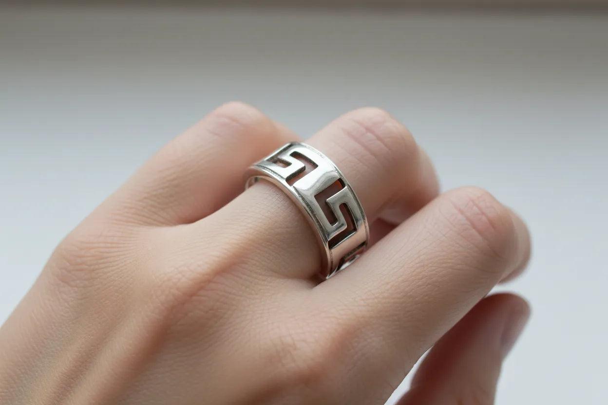 Greek Key Meander Ring in Sterling Silver (DT-63)