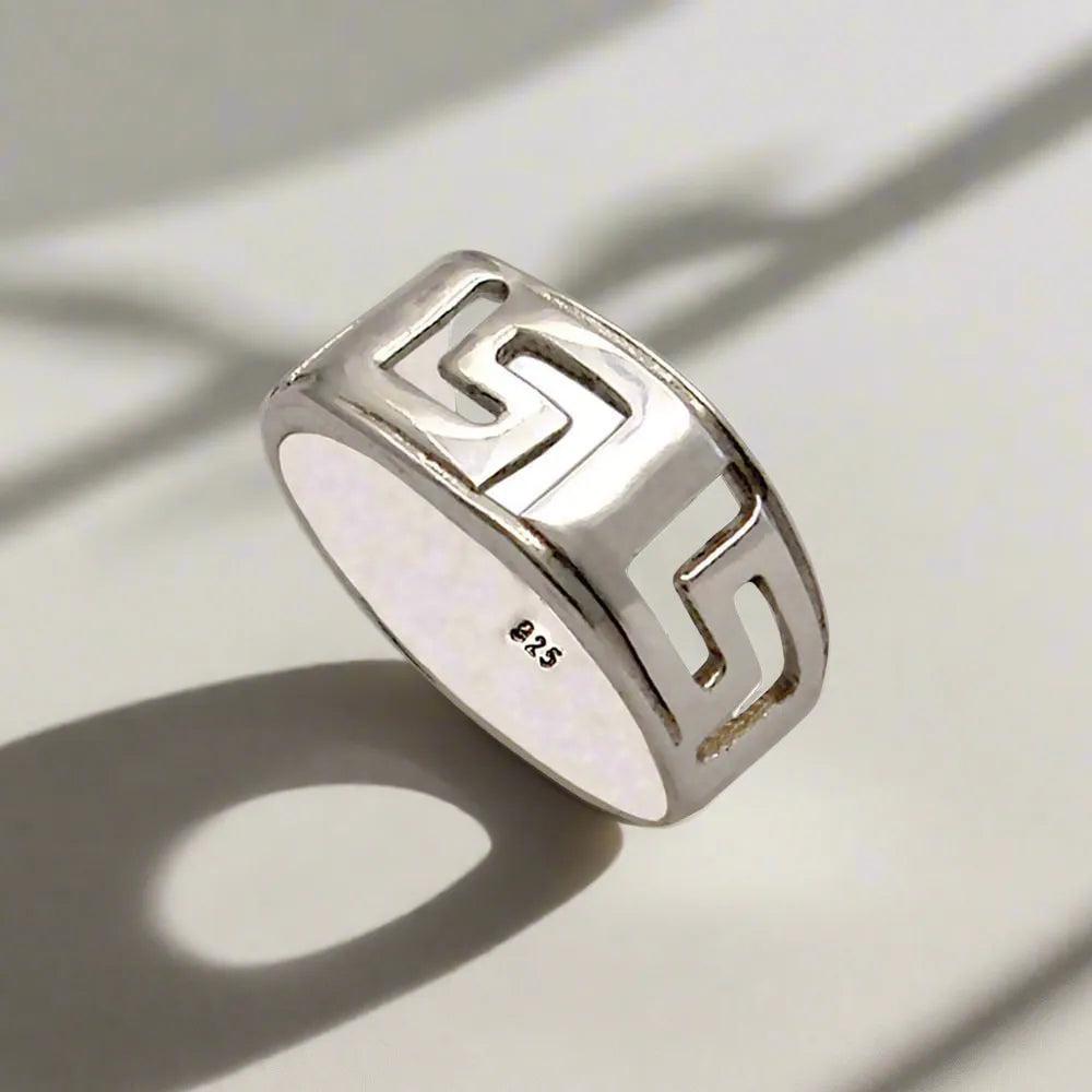 Greek Key Meander Ring in Sterling Silver (DT-63)