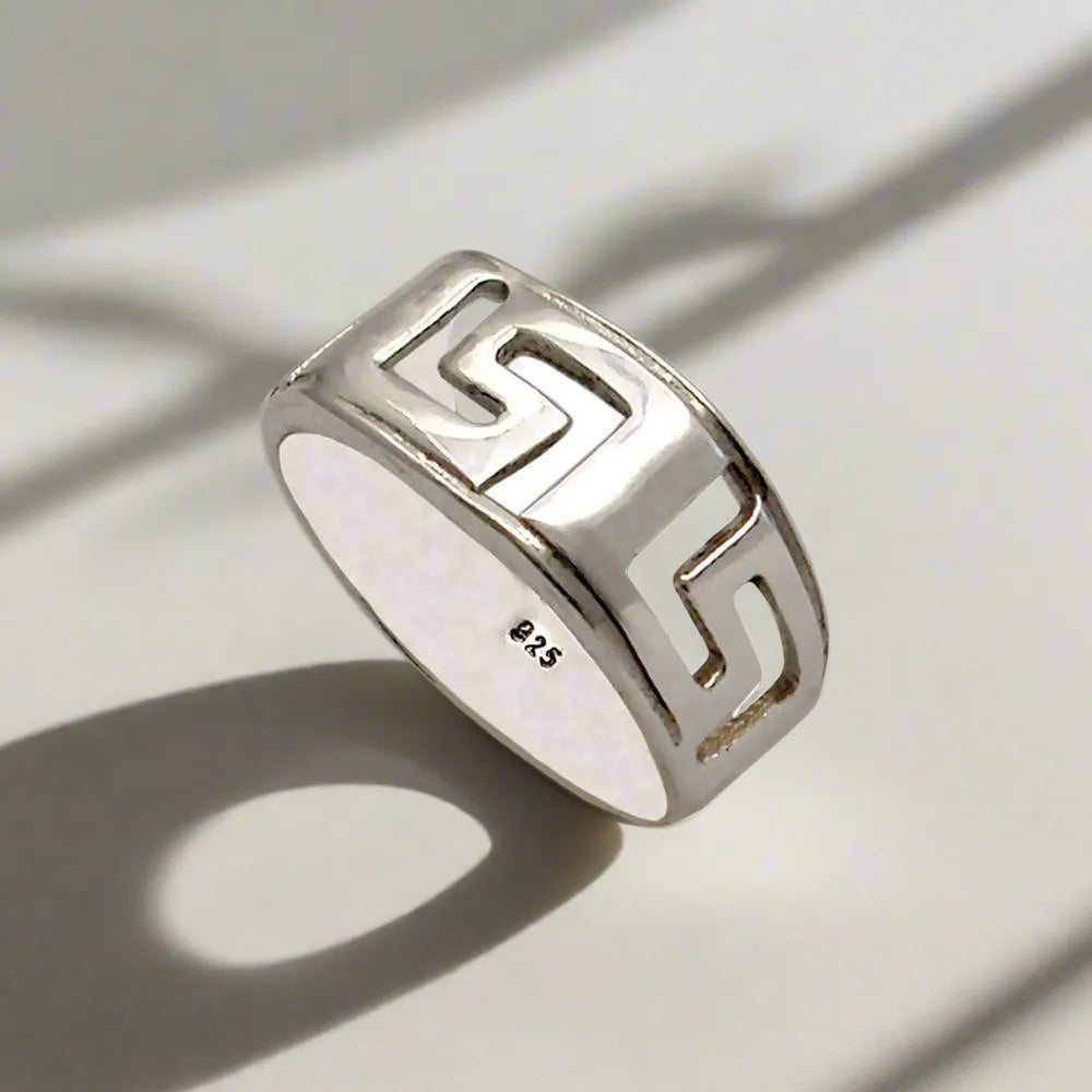Greek Key Meander Ring in Sterling Silver (DT-63)