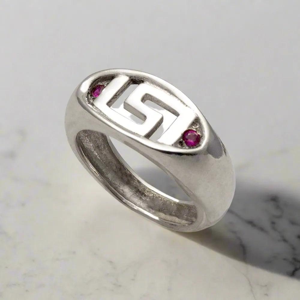 Greek Key Meander Ring in Sterling Silver (DT-69)
