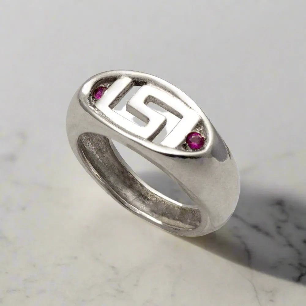 Greek Key Meander Ring in Sterling Silver (DT-69)