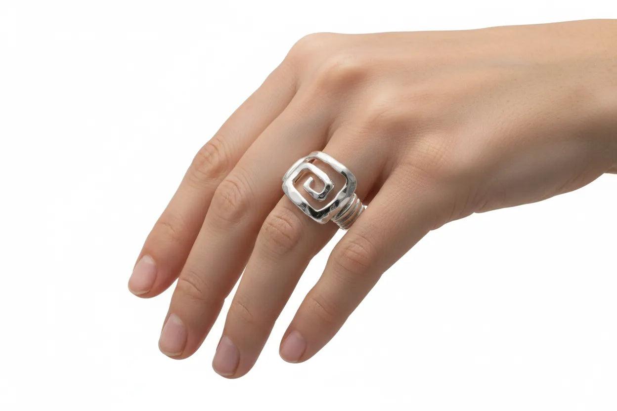 Greek Key Meander Ring in Sterling Silver (DT-72)