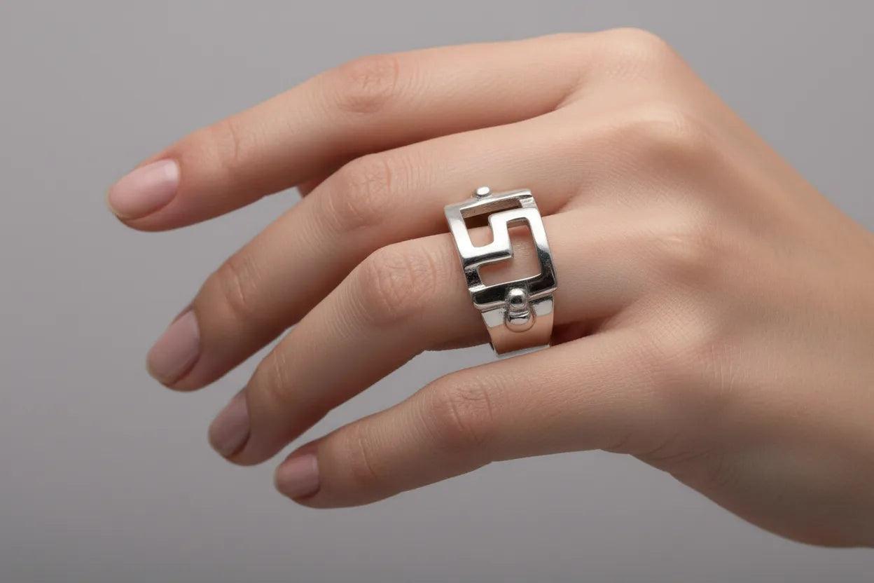 Greek Key Meander Ring in Sterling Silver (DT-73)