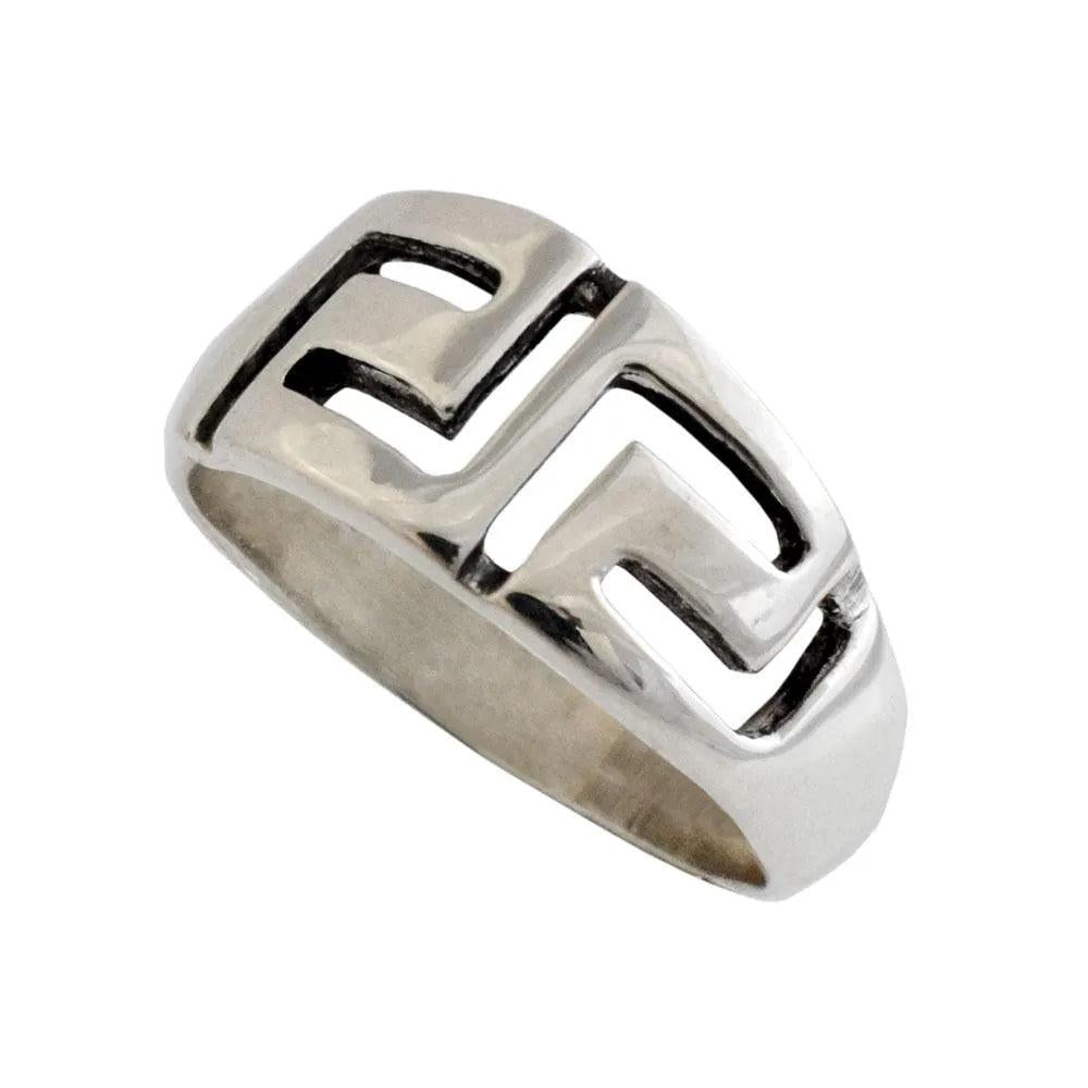Greek Key Meander Ring in Sterling Silver (DT-77) | ELEFTHERIOU EL
