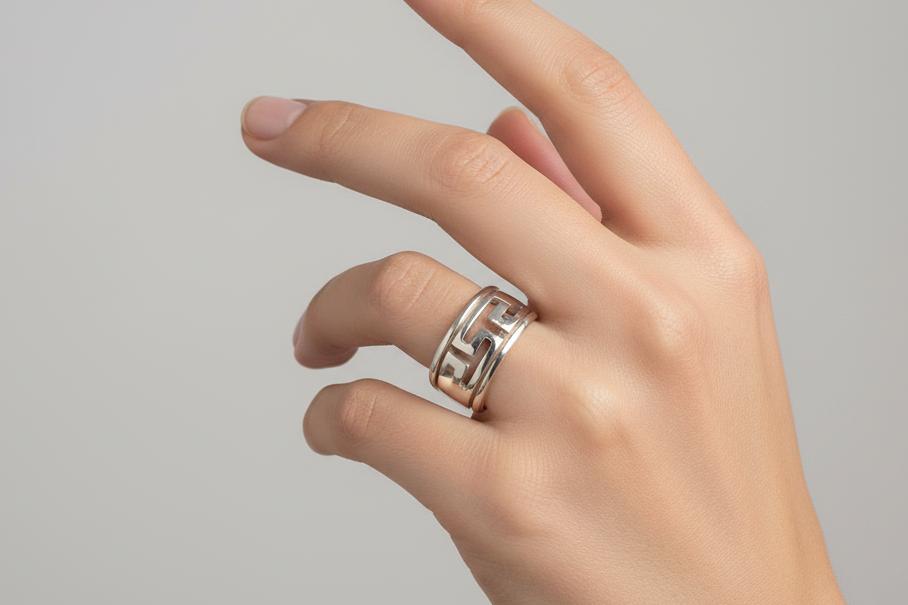 Greek Key Meander Ring in Sterling Silver (DT-79)