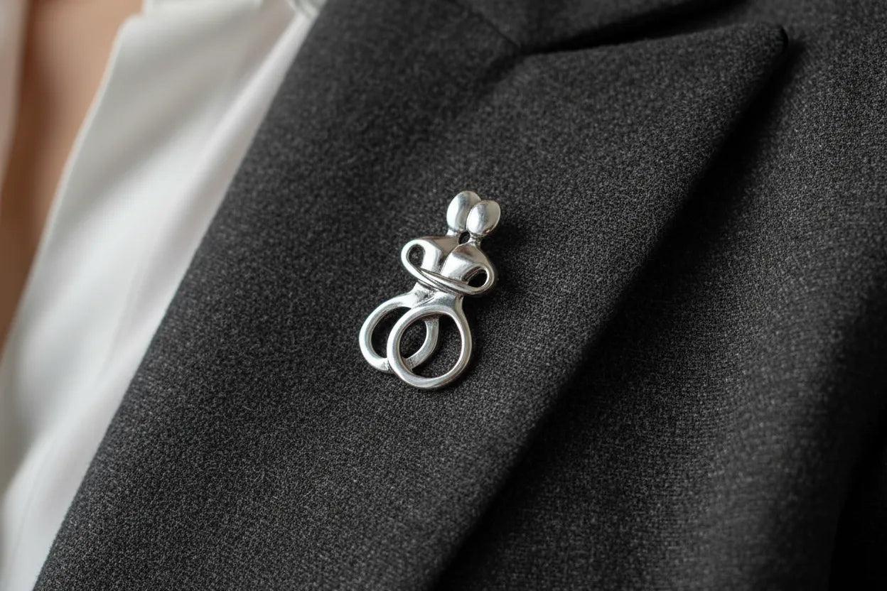 Greek Love Silver Brooch, Cycladic Lovers Figurines