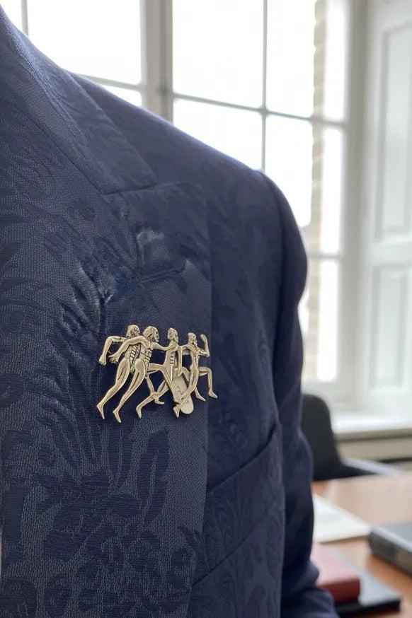 Greek Olympic Runners Brooch in Sterling Silver (K-75)