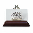 Greek Olympic Runners Desk business card holder display in sterling silver (A-25-8)