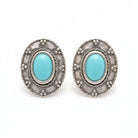 Greek Oval Earrings in Sterling silver with Gemstone (GT-02)