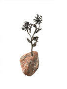 Greek Sterling Silver Daisy, Daisy decor, limestone base, home decor, table decor, silver flower, floral decor