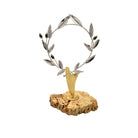 Greek Sterling Silver Olive leaf Wreath, Kotinos, on limestone (A-72)