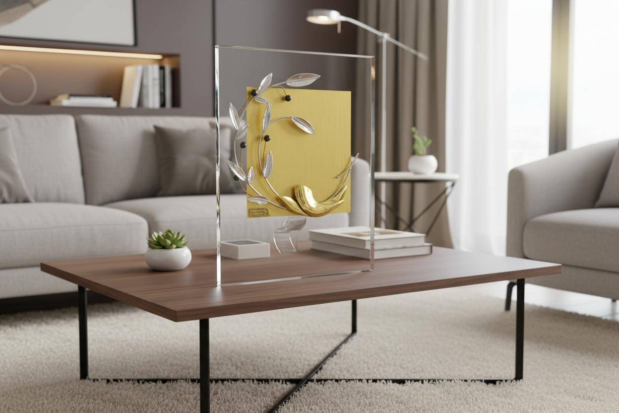 Greek Sterling Silver Olive leaf Wreath Kotinos on plexiglass (A-94)