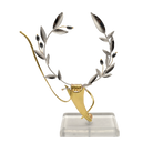 Greek Sterling Silver Olive leaf Wreath on glass (A-47-8)