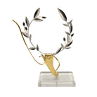 Greek Sterling Silver Olive leaf Wreath on glass (A-47-8)