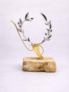 Greek Sterling Silver Olive leaf Wreath on glass (A-47-8)